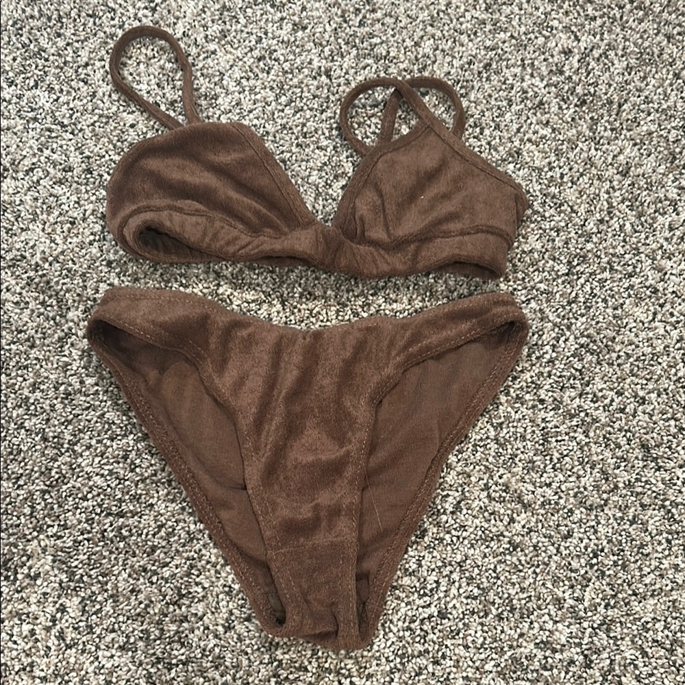Brown Terrycloth Women's Bikini Set
